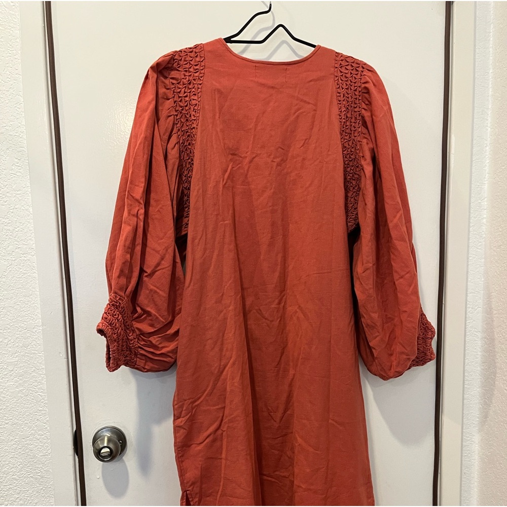 Kiira cotton linen smocking tuck dress free size - Picture 10 of 14